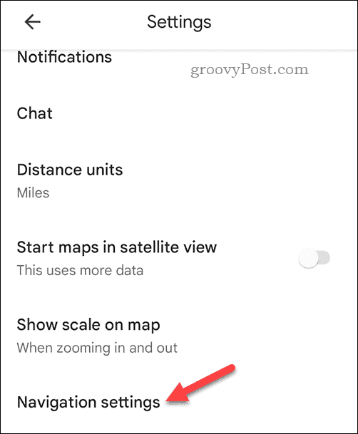 Open de mobiele navigatie-instellingen van Google Maps