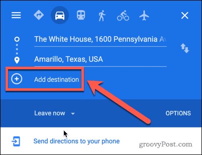Google Maps Bestemming toevoegen knop