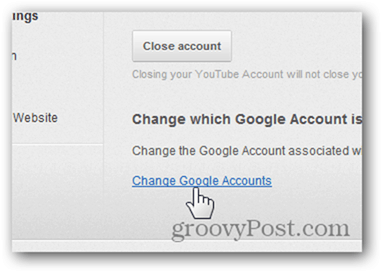 Koppel een YouTube-account aan een nieuw Google-account - Klik op Google-accounts wijzigen