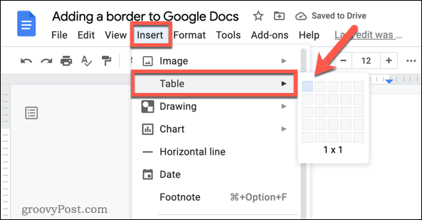 Een tabel invoegen in Google Docs