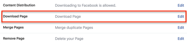Zoek de optie om uw paginagegevens te downloaden in uw Facebook-instellingen.