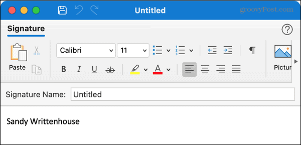 Een nieuwe handtekening maken in Outlook op Mac