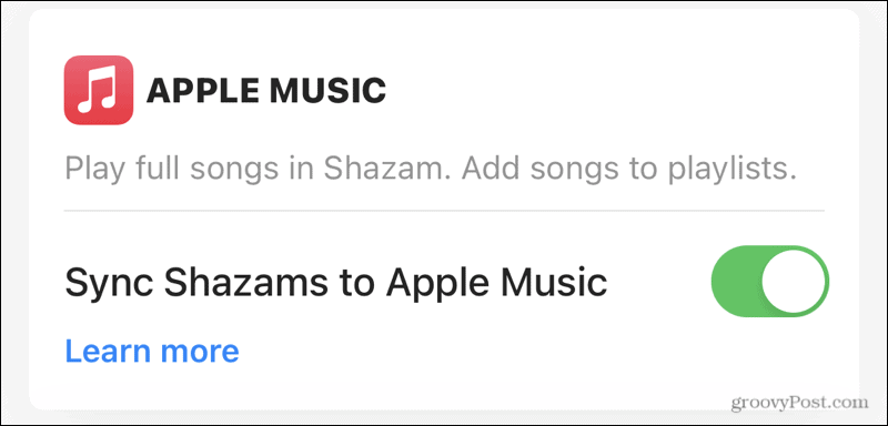 Synchroniseer Apple Music met Shazam