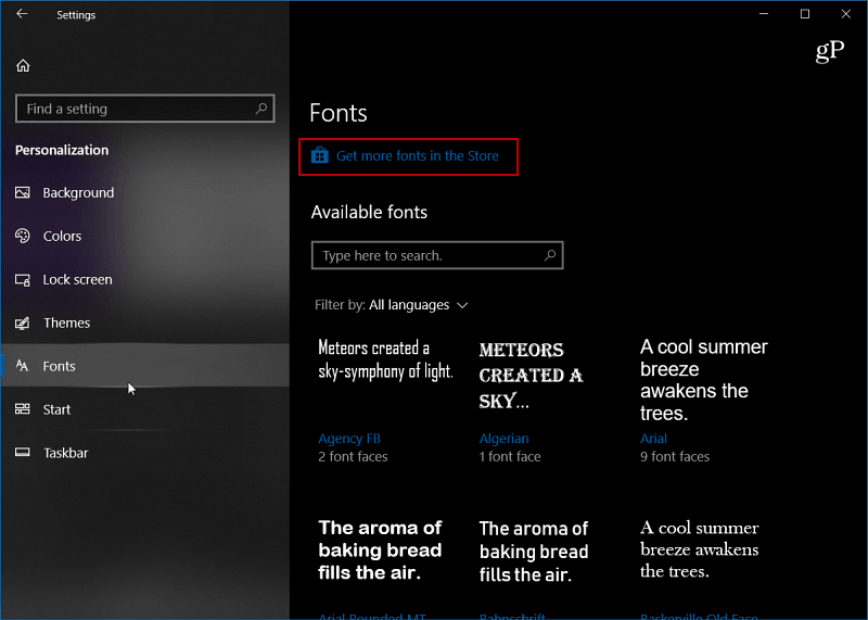 Windows-10-font-instellingen