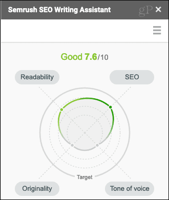 Semrush SEO-schrijfassistent aangepaste score