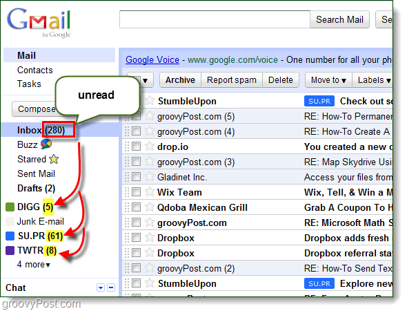 veel ongelezen e-mail in gmail