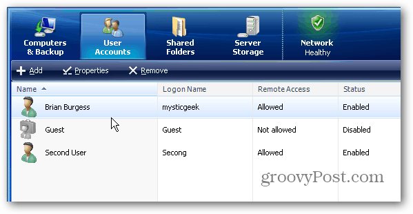 Gebruikersaccounts toevoegen aan Windows Home Server