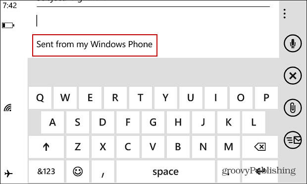 E-mailhandtekening van Windows Phone