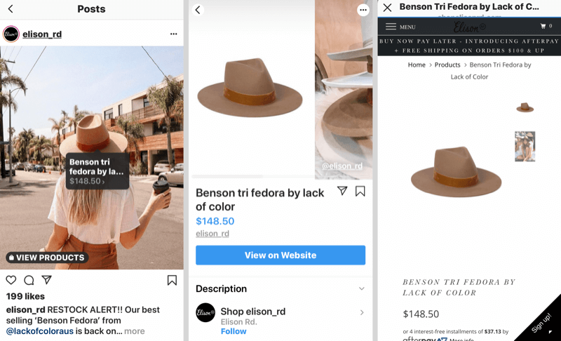 Hoe u meer producten op Instagram kunt verkopen, voorbeeld van Instagram-producttags.
