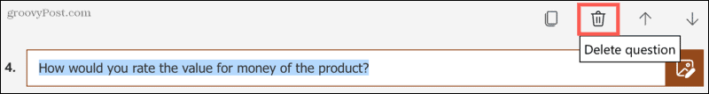 Een vraag verwijderen in Microsoft Forms