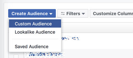 Creëer een aangepast publiek in Facebook Ads Manager.