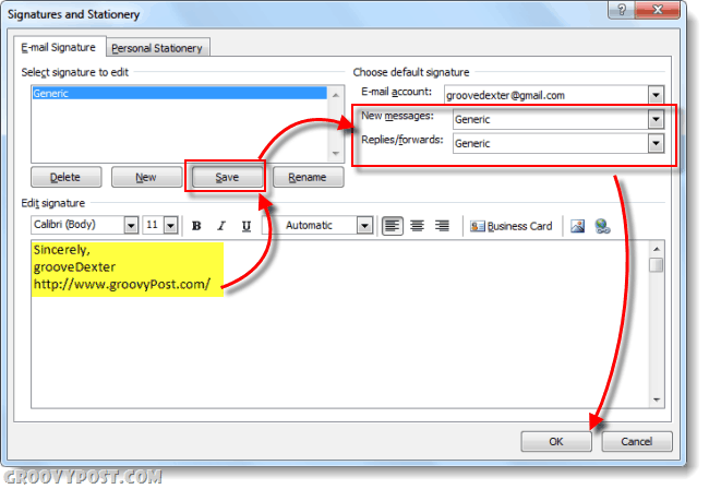 Hoe u uw handtekening kunt toevoegen aan e-mails van Outlook 2010