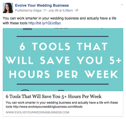 evolueer uw bruiloftbedrijf Facebook-bericht