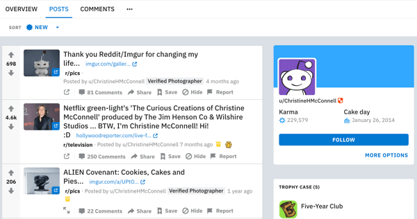 Hoe u uw bedrijf op Reddit kunt promoten, een succesvol marketingvoorbeeld van de doe-het-zelf-feed door u / ChristineHMcConnell