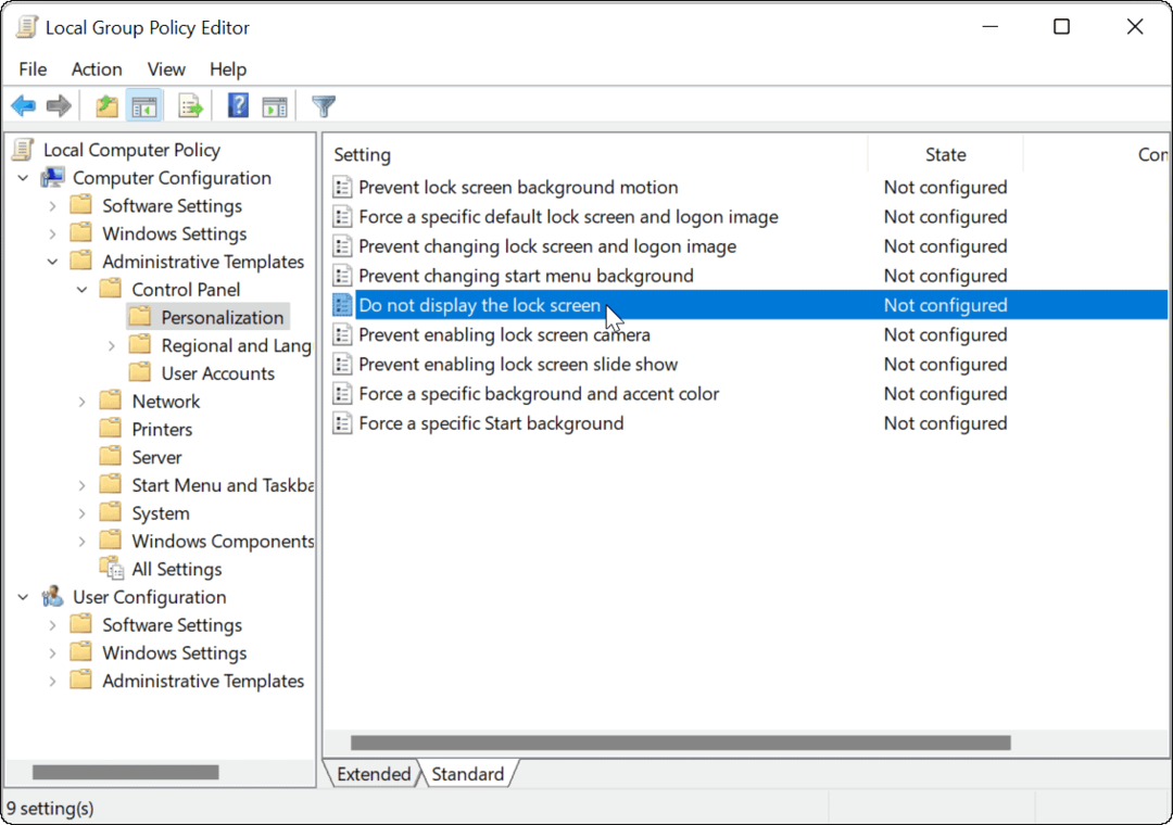 Schakel het vergrendelingsscherm uit op Windows 11