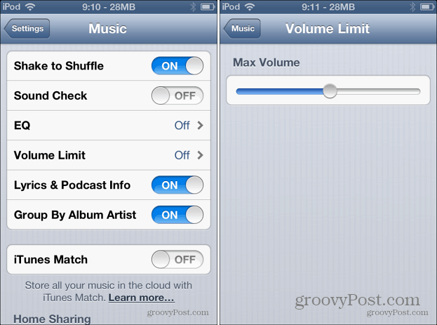 Muziekvolumelimiet iOS