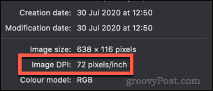 DPI van een afbeelding weergegeven op macOS