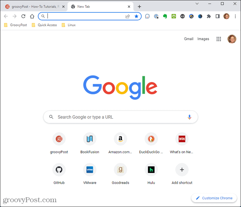 Standaard nieuwe tabbladpagina in Chrome