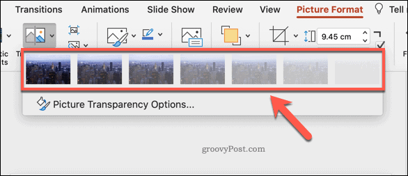 PowerPoint-transparantie-opties