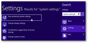 Instellingen zoeken in Windows 8