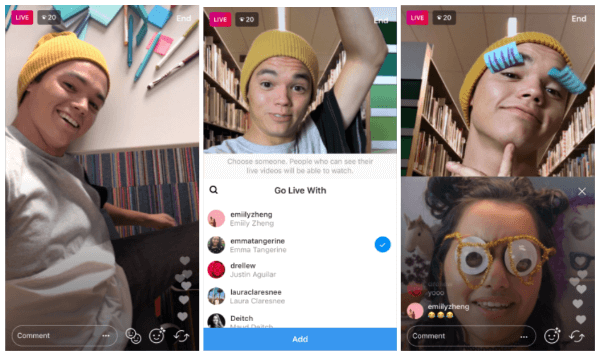 Met Instagram kunnen omroepen nu kijkers uitnodigen om deel te nemen aan hun live videostreams in de app.