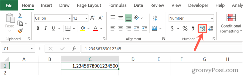Stop met het afronden van getallen in Excel met de knop Decimaal verhogen