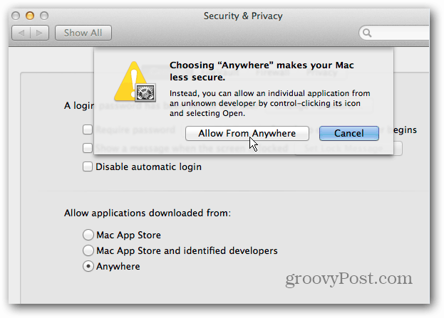 Schakel OS X Mountain Lion Gatekeeper Security uit