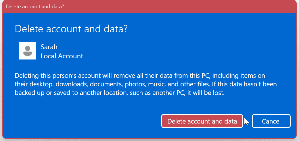 Verwijder een gebruikersaccount op Windows 11