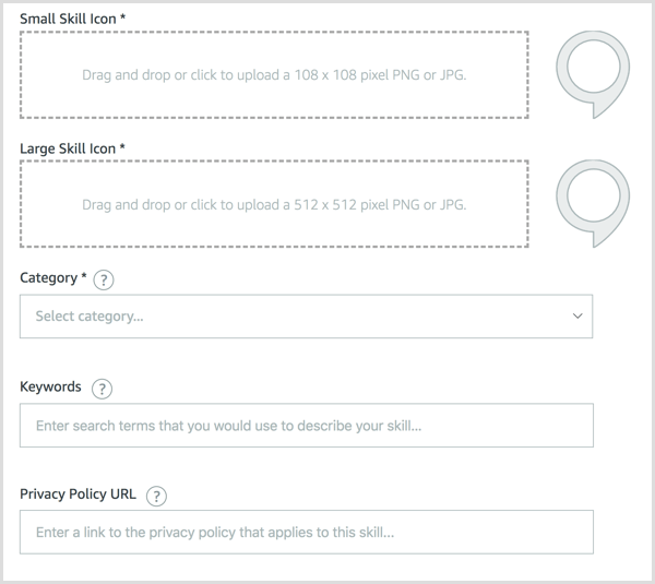 Upload pictogrammen voor uw Alexa-winkelprofiel.