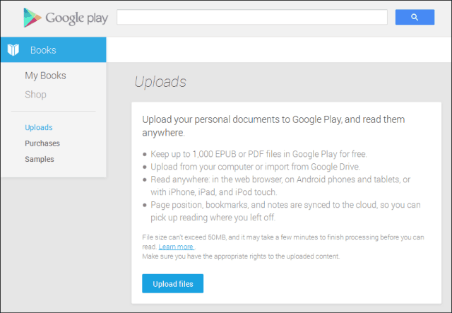 google play books upload Documenten