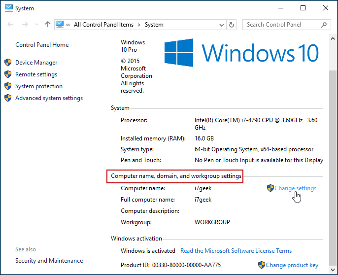 Instellingen wijzigen Windows 10 Configuratiescherm
