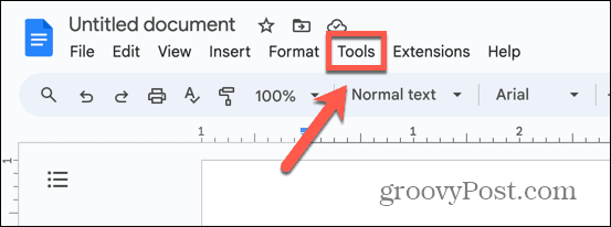 menu Extra om te verhelpen dat de spellingcontrole van Google Documenten niet werkt