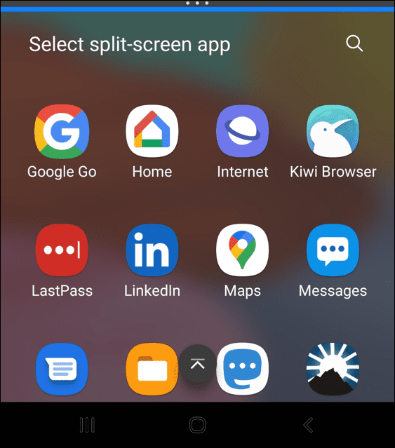 hoe het scherm te splitsen op Android kies app