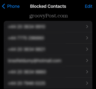 lijst met geblokkeerde contacten op iphone