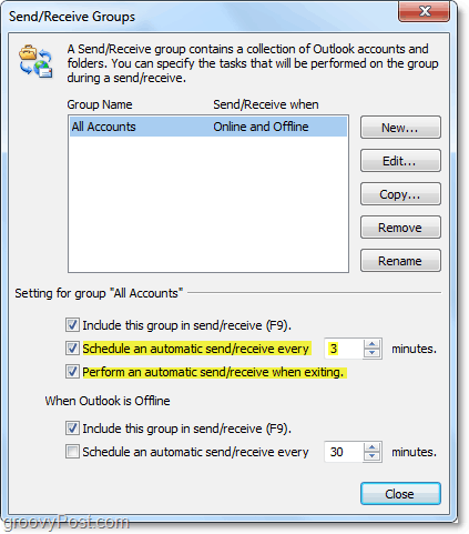 bewerk de automatische verzend- en ontvangsttijd in Outlook 2010