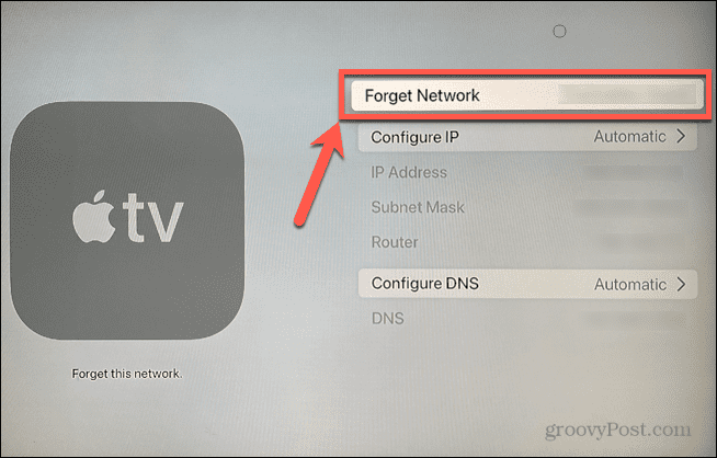 apple tv netwerk vergeten