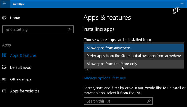 Windows 10 Creators Update krijgt nieuwe instelling voor het installeren van desktop-apps