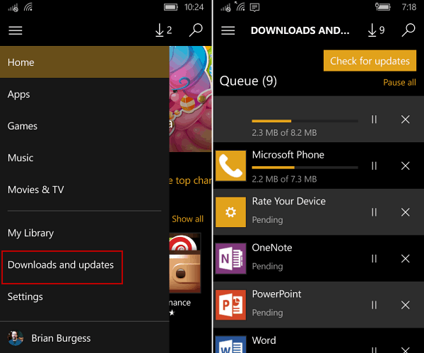 handmatige update apps Windows 10 Mobile