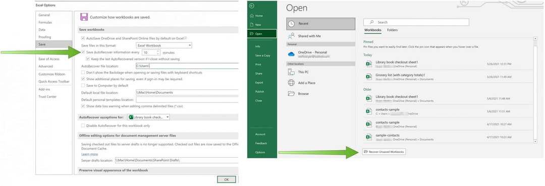 Sla Excel-bestanden op in OneDrive AutoRecover in Excel