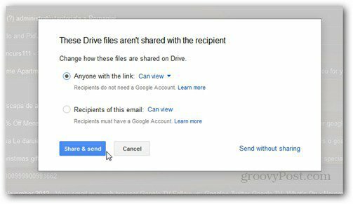 verzenden met Google Drive-rechten
