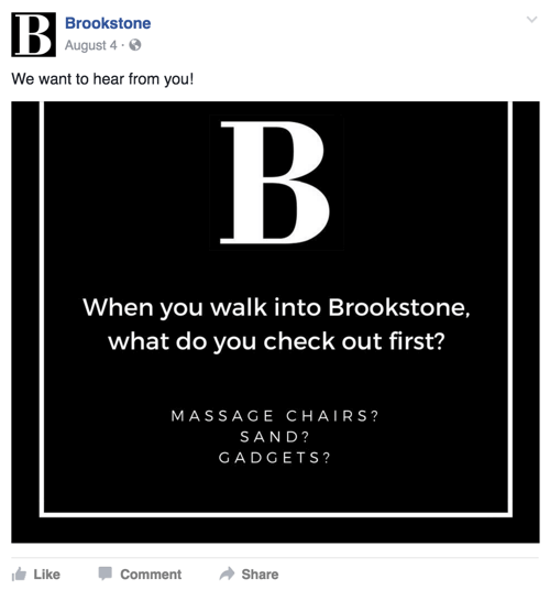 Brookstone Facebook-bericht