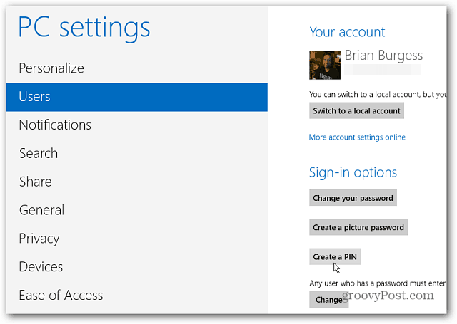 Windows 8: maak een pincode om u aan te melden