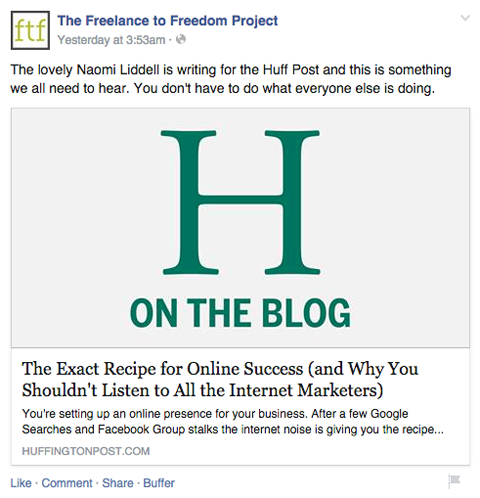 de freelance naar vrijheid facebookpost