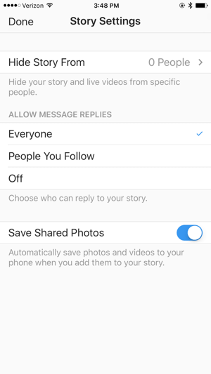 Controleer je Instagram Story-instellingen voordat je live gaat.