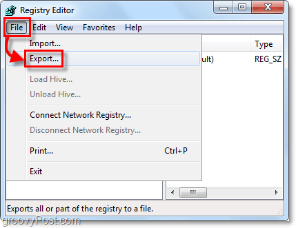 Windows 7 en Vista Register-export