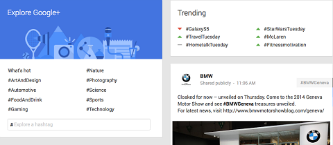 trending hashtags op google +