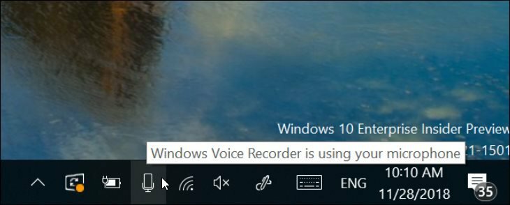 Windows 10 19H1 Nieuwe microfoonmelding