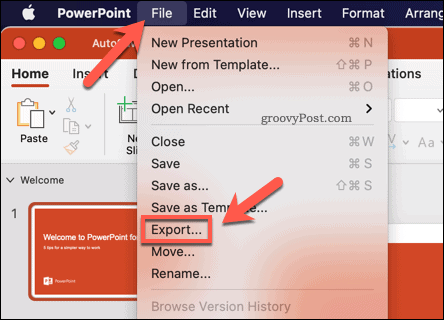 Een PowerPoint-presentatie exporteren als een video op Mac