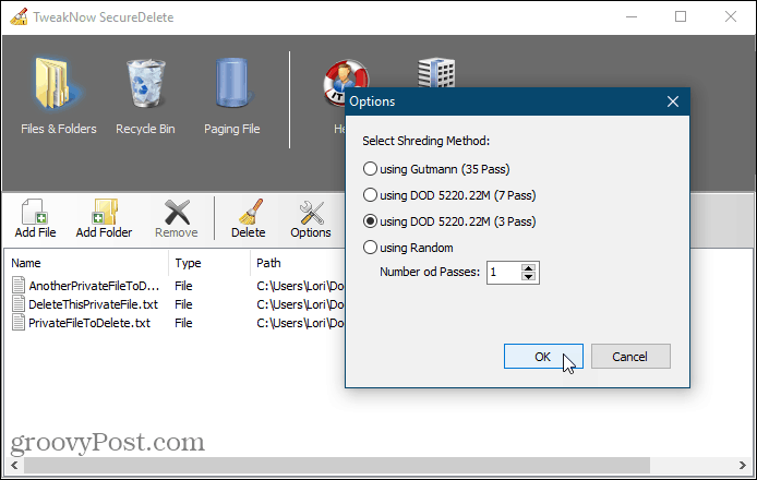 SecureDelete tool voor veilig verwijderen voor Windows