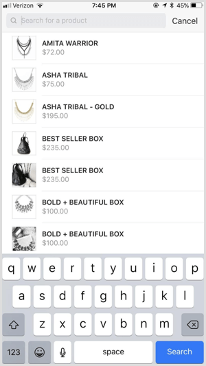 instagram shoppable post product tag selecteer item